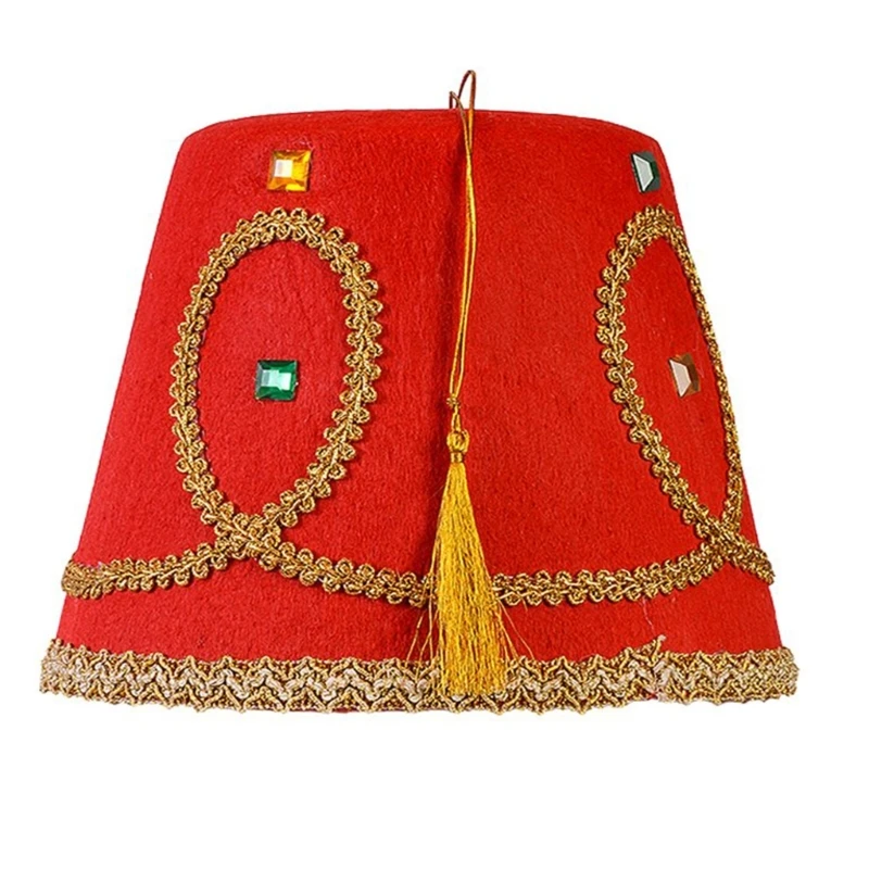 Elegantný fez klobúk turecký klobúk štýlové marocké pokrývky hlavy s dekoratívnymi detailmi slávnostný klobúk fez klobúk marocká klobúk hlavy hlavy