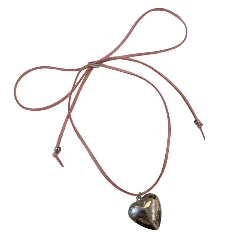 Elegantný srdcový náhrdelník sexy čierny lano golier Choker nastaviteľný bowknot reťaz srdca prívesok Náhrdelník Punk šperky