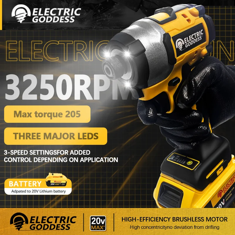 Elektrická bohyňa DCF850 205n.m Advokánny nárazový nárazový nárazový nárazový nástroj pre vŕtačku pre 20 V pre batériu 20 V