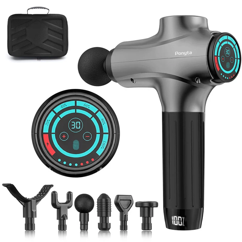 Elektrická masážna pištoľ 6 Hlava 30 Rýchlosť vysokofrekvenčné hlboké tkanivo Výkonná perkusia fascia pištoľ Fitness Relax Massager svalov