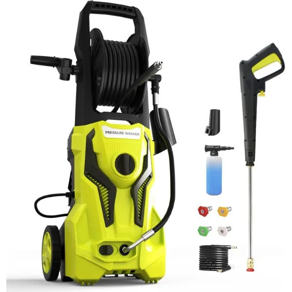 Elektrická tlaková podložka - 4500 PSI 3,2 GPM Power Washer Electric Poháňaná hadicou 25 stôp hadice 4 zameniteľná dýza