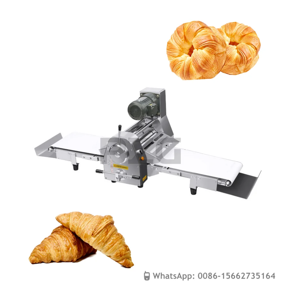 Elektrické automatické potravinové pizza rezance cesto Sheeter valcové vybavenie komerčné stolové dosky Croissant Cukery pekáreň stroj