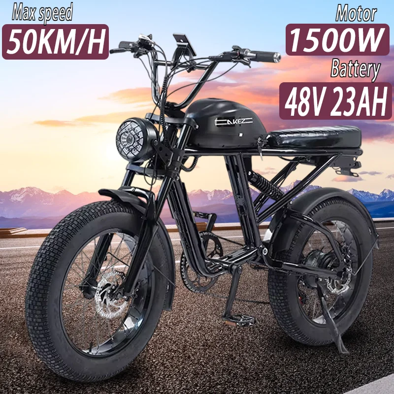 Elektrické bicykel 1500W Výkonný motor 48v23AH lítium batérie dospelých elektrických bicyklov 20*4,0 palca Fat Tire Mountain Ef-Road E-Bike