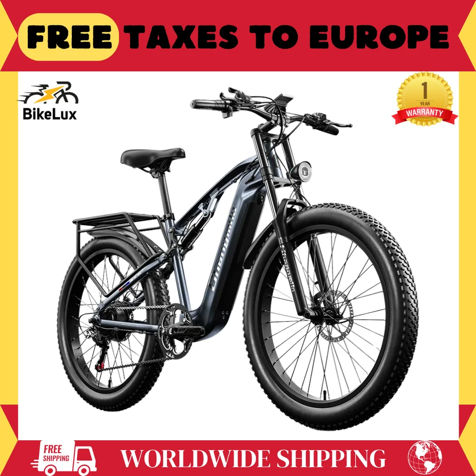 Elektrické bicykel Shengmilo, dospelé ebike s batériou 48 V 17,5 AH, 1 000 W motor Bafang, Shimano 7 Speed, Fat Tire Mountain Bices