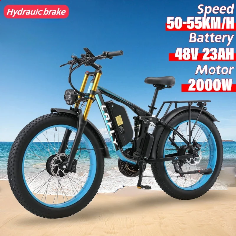 Elektrické bicykel z hliníkovej zliatiny pre dospelých, tukové pneumatiky, pláž a snehový bicykel, 48 V, 23Ah lítiová batéria 26 v roku 2000 W elektrické bicykle