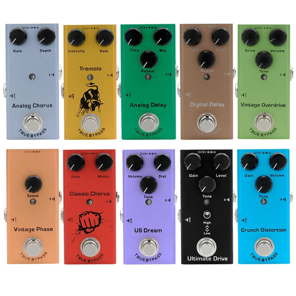Elektrické gitarové efekty pedál Classic Chorus/Distortion Crunch/Distortion/Dream/Analógové oneskorenie/Vintage Overdrive/digitálne oneskorenie