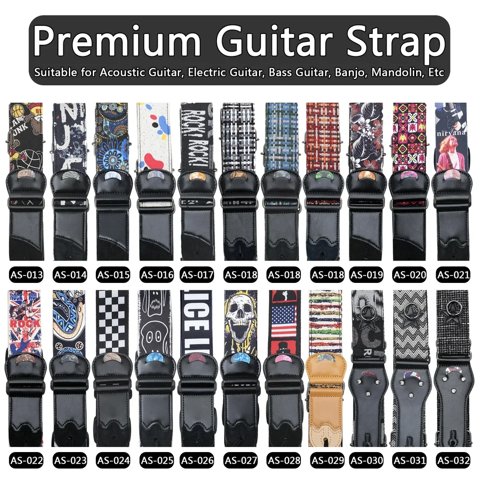 Elektrické gitarové remienok Premium gitarové pásy s výberom vhodné pre akustickú gitaru ukulele banjo mandolin basové gitarové doplnky