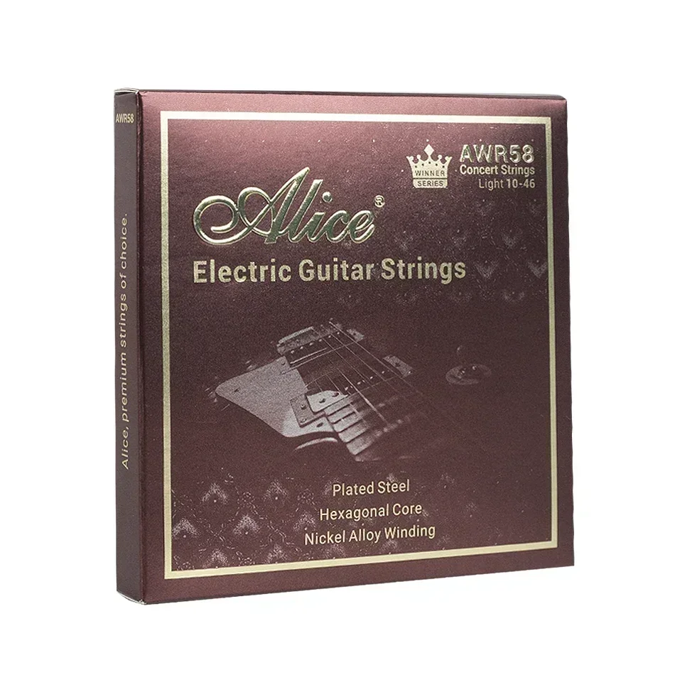 Elektrické gitarové struny Alice Awr58 Pánok s oceľovým šesťuholníkom zliatiny zliatiny vinutia 09-42/10-46 Strings for Concert