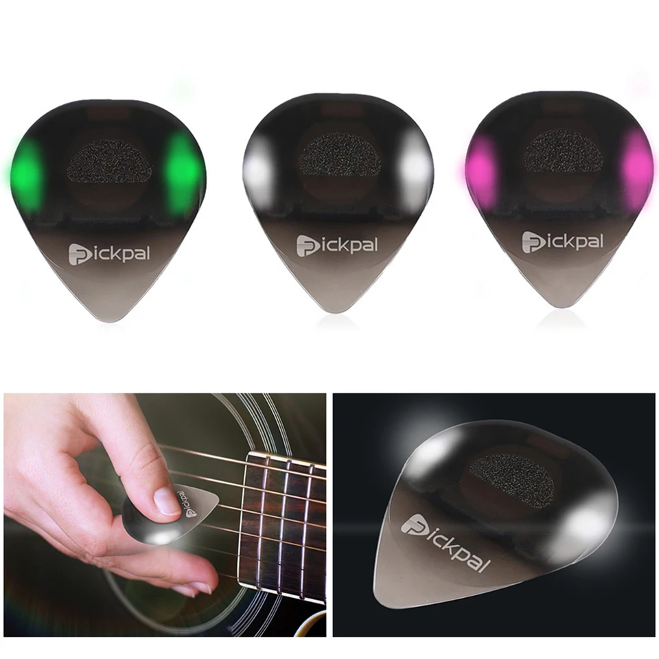 Elektrické gitarové výbery s vysokou citlivosťou LED svetlo LED hudobné nástroje žiariace plectrum prenosné pre basových elektrických gitaristov