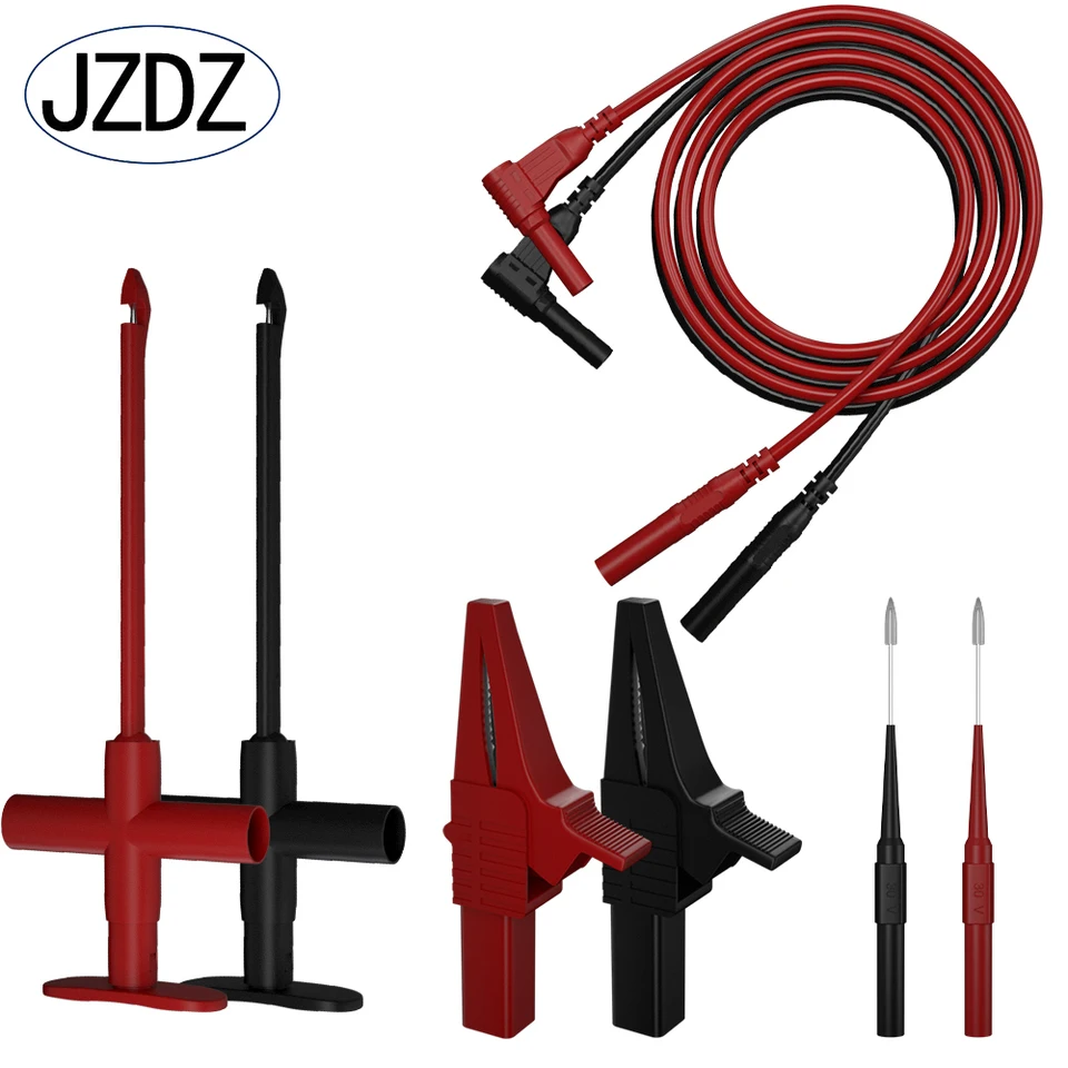 Elektrické multimeterové testovacie vodiče JZZ 8PCS Set s aligátorovými klipmi prepichnutia sonda sonda na piercingový klip JT0089