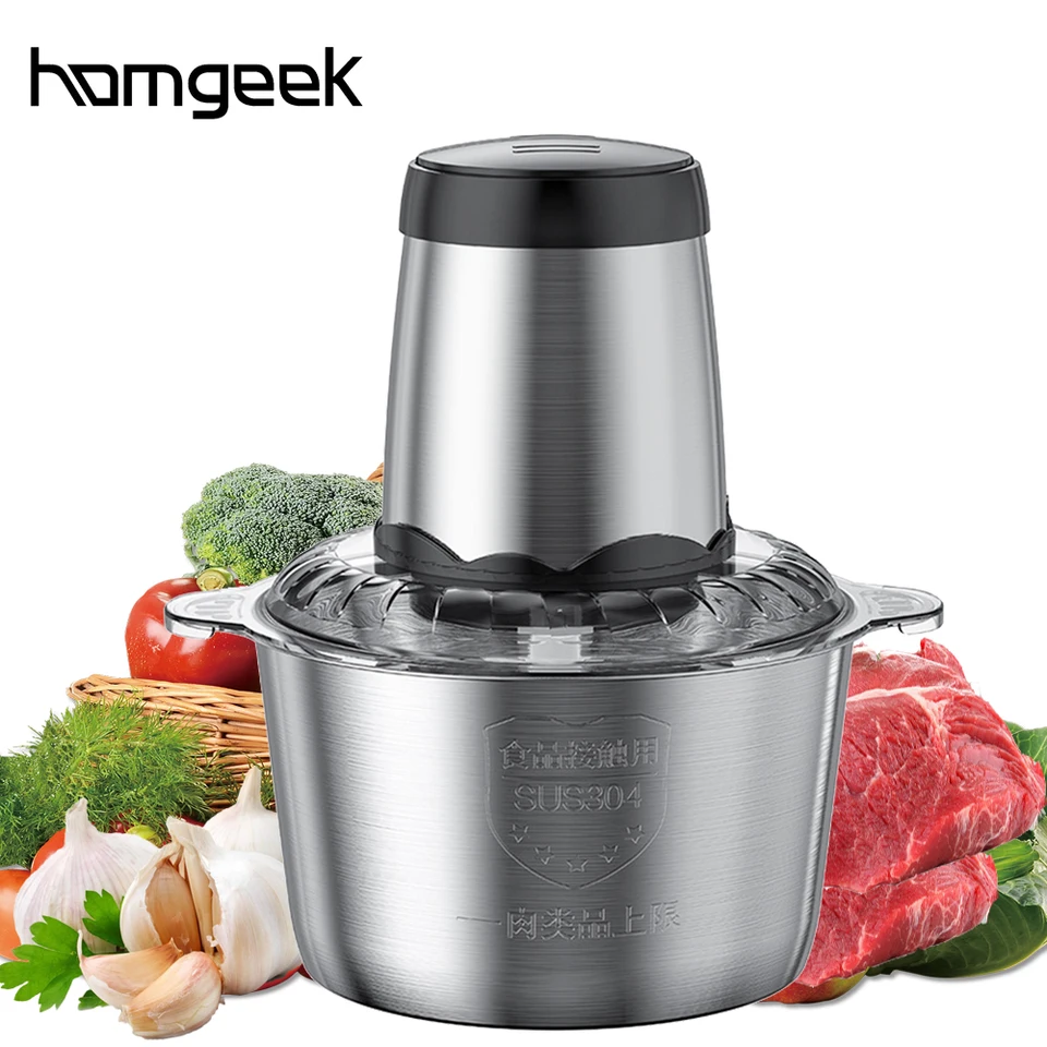 Elektrické mäsové mlynčeky 3L Veľká kapacita domácnosti z nehrdzavejúcej ocele 2 prevodové stupne 300 W High -Power Kitchen Cooker Blender