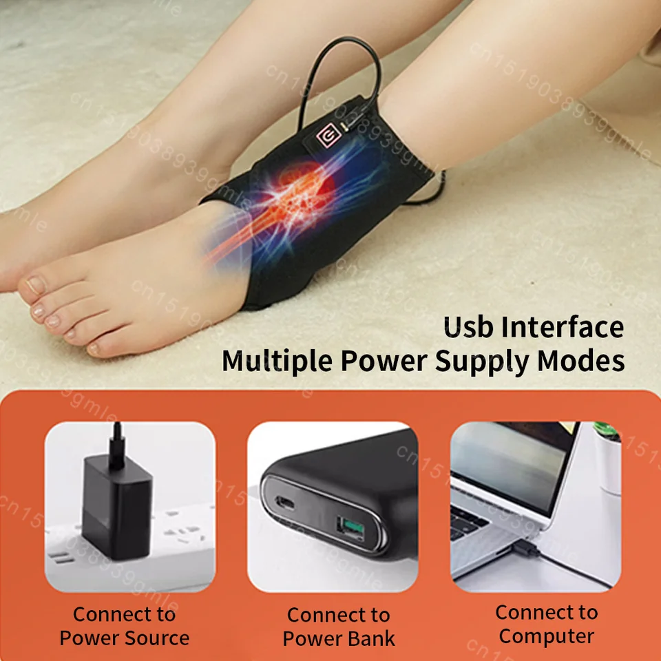 Elektrické USB Vyhrievané členkové zábal Brace Foot a členok športového ochranného ohrievača Ohrievača s nastaviteľnou reguláciou teploty