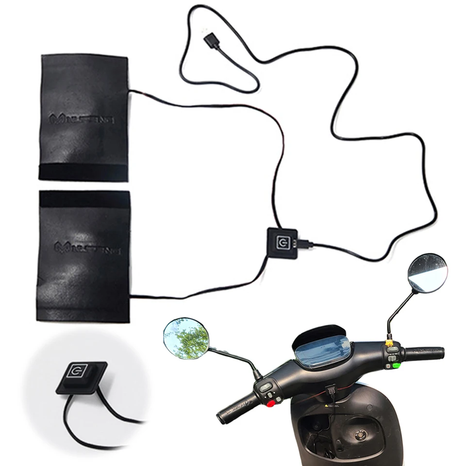 Elektrické vyhrievané priľnavé kryt USB proti sklzu Motocykel Ručne vyhrievané rukoväte 6 GRAF Vodotesné proti vibráciám s vypínačom horúcou riadidlami