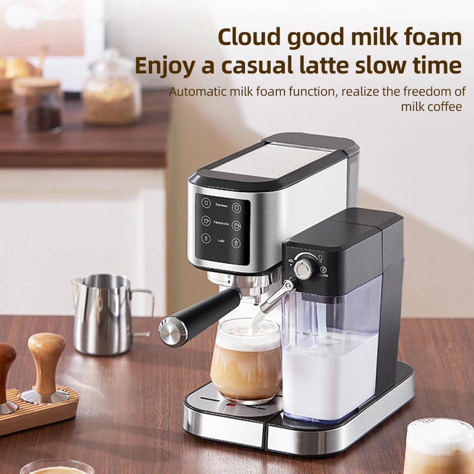 Elektrický kávovar s automatickým systémom penenia mlieka 1350 W 20BAR Mini Coffee Maker s Portafilterom, 92 ℃ Smart Brew