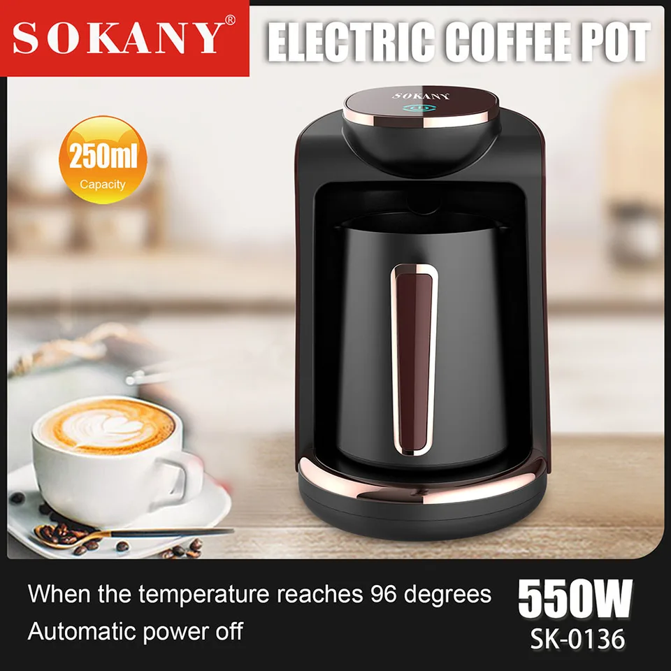 Elektrický kávový hrniec z nehrdzavejúcej ocele Elektrický hrniec 550W môže vyrábať automatické turecké kávovar pre domácnosť 4 cups