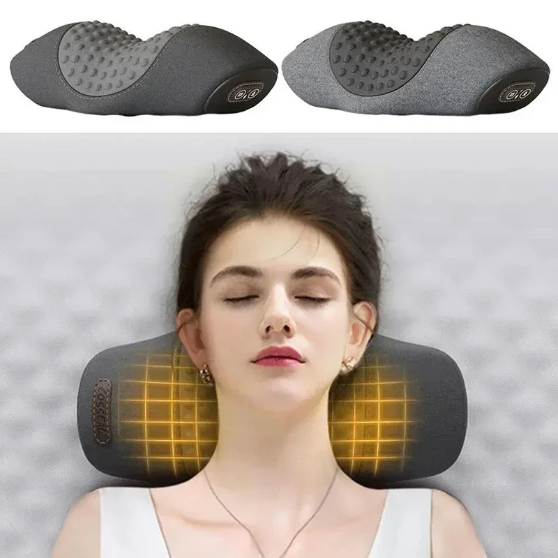 Elektrický masážový krčný vankúš Horúca kompresia Vibrácie Masáž Trakcie krk relax spánok pamäť Penový vankúš na chrbticu