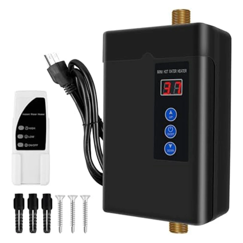 Elektrický ohrievač vody bez nádrže, okamžitý ohrievač teplej vody s diaľkovým ovládaním s diaľkovým displejom Black US Plug odolný