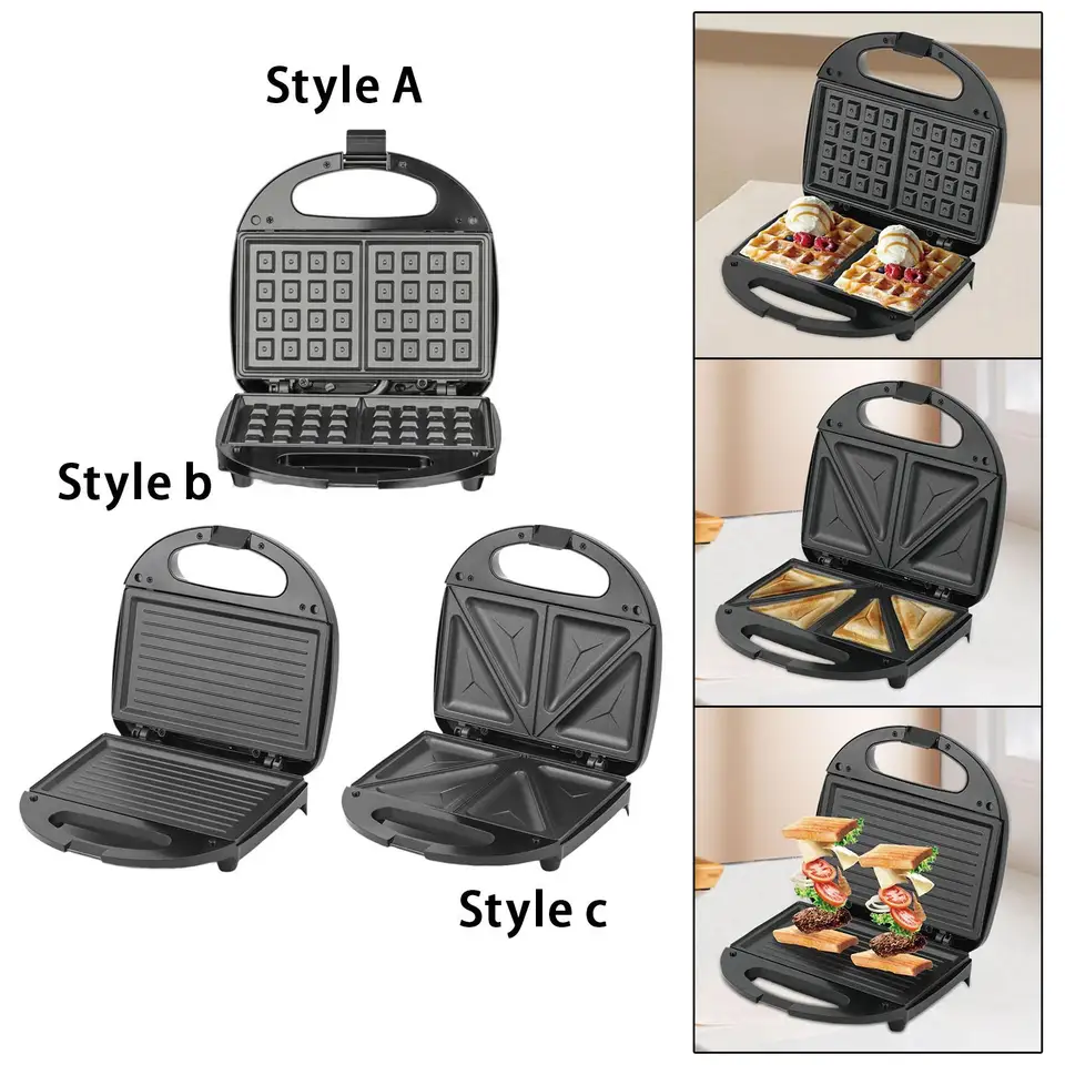 Elektrický sendvičový výrobca nelepivé dosky s rukoväťou kompaktné rýchle vykurovacie vafle železo pre omeletu domáci obed Muffins Waffle