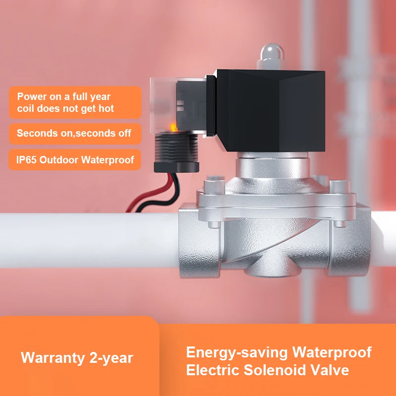 Elektrický solenoidný ventil IP65 Vodotesná energia na záchranu nehrdzavejúcej ocele Normálne uzavretá samica vlákna 12V 24V 220V