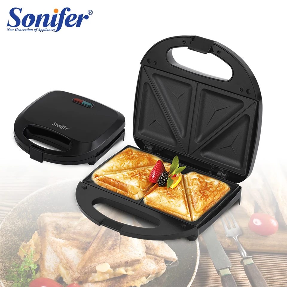 Elektrický výrobca vafle Panini 750W sendvičový výrobca kuchynské spotrebiče Kuchynské spotrebiče Raňajky obláčiky Neprežované železné panvicu Sonifer
