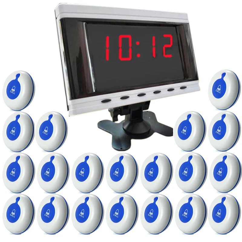 Elektronická reštaurácia Pager Wireless Waither Call Bell System 1 obrazovka 20 Tlačidlo vodnej fajky
