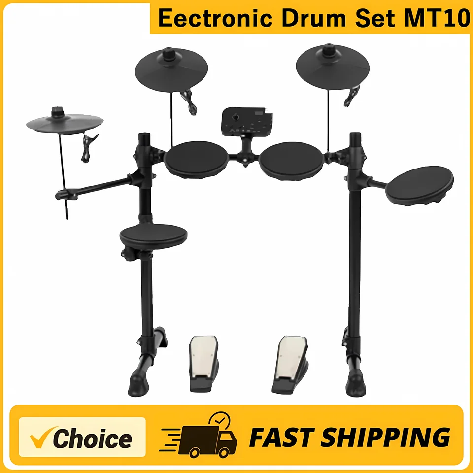 Elektronická súprava bubna MT10 Pohodlné 5-bubon, 3-cymbal all-silikónové elektronické bubnové súpravy 180 tónov USB, MIDI, rozhranie pre slúchadlá.