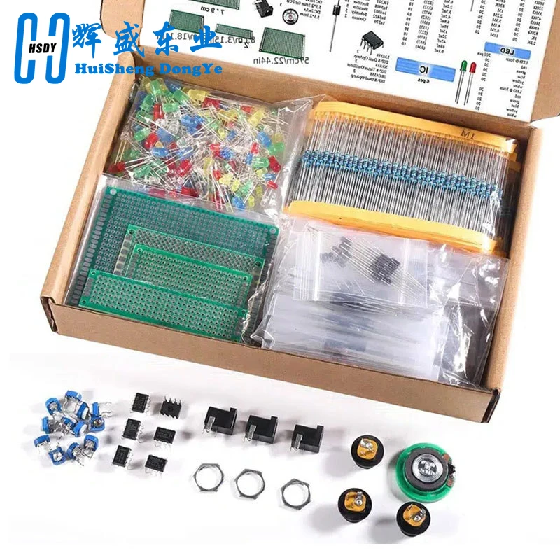 Elektronické komponenty Kit Ultimate Edition Rôzne spoločné kondenzátory rezistory Kondenzátory T0-92 LED tranzistory PCB