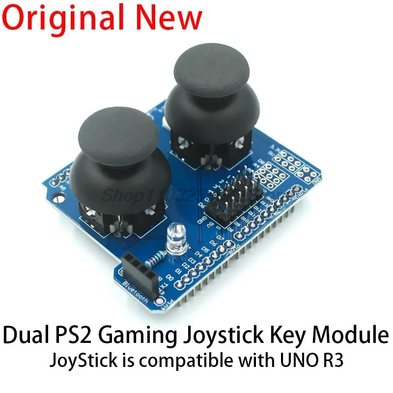 Elektronické stavebné bloky Dual PS2 Game Joystick Button Modul Joystick kompatibilný pre Uno R3