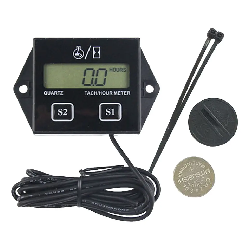 Elektronický hodinový merač batérie Digitálny motor Tach Hour Meter Resettable Motor RPM pre motocyklovú morskú reťazovú pílu bicykel