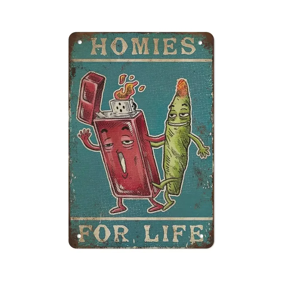 Elerwall Shabby Trvalá hrubá kovová značka 8x12 palcov a Homes for Life Tin Sign, Love Weed Art, Man Cave Pub Club Cafe Home