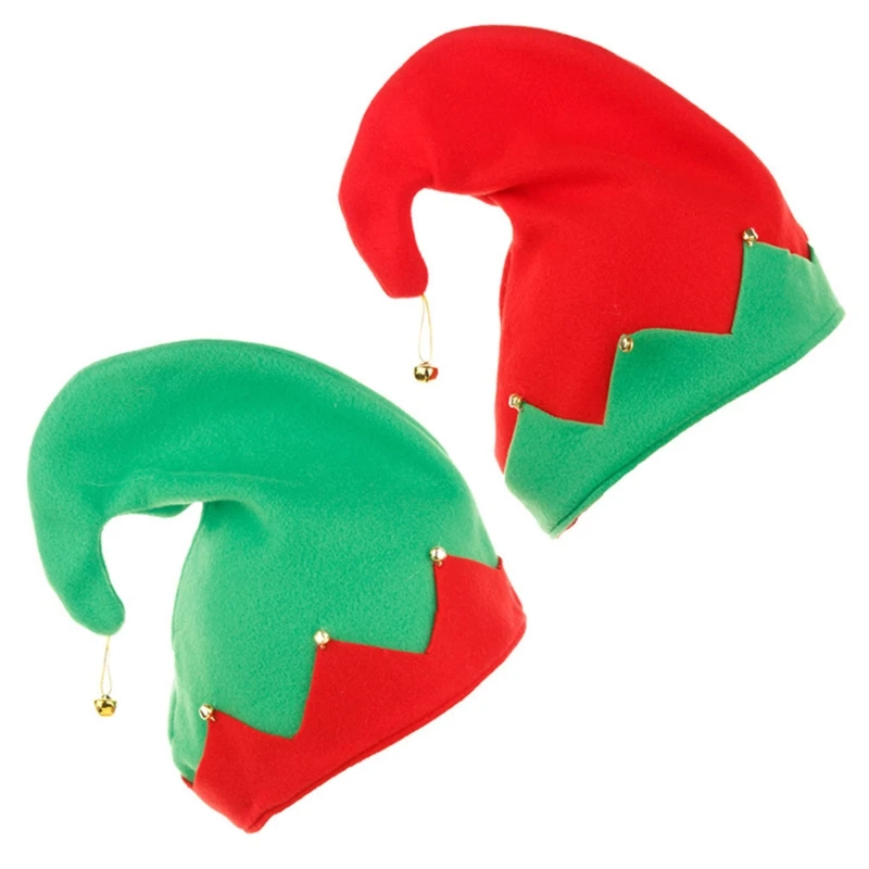 Elf klobúky plyšové pre chlapcov pre dievčatá Caps na slávnostné Štedrý deň Santa klobúky s kovovým ornamentom na vrchole