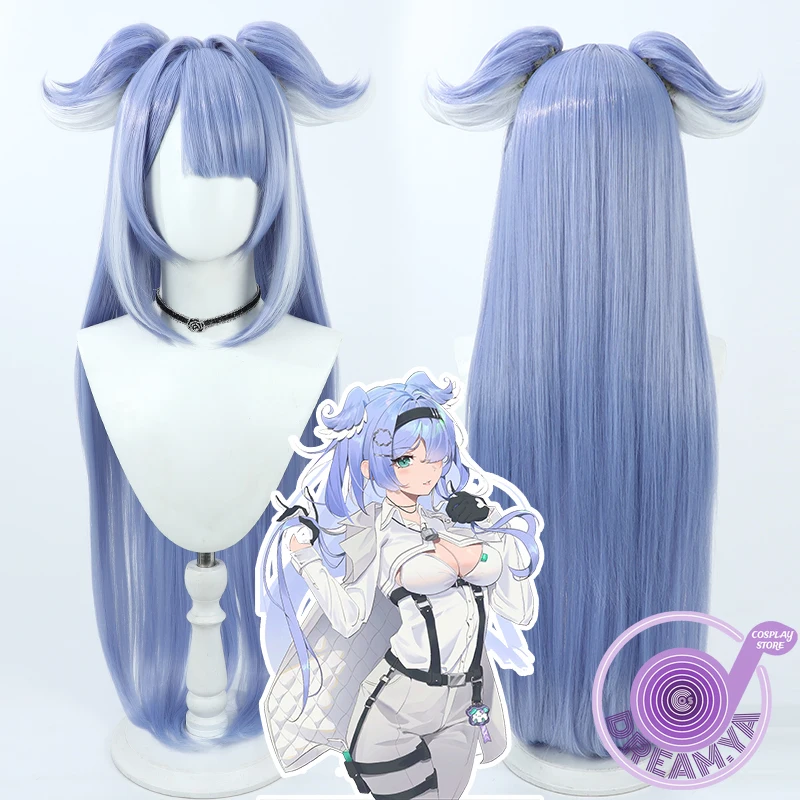 Elira Pendora Cosplay parochňa VTuber Purple Blue White zmiešaná 105 cm tepelne odolná voči syntetickým vlasom Halloween Party Play + parochňa čiapka