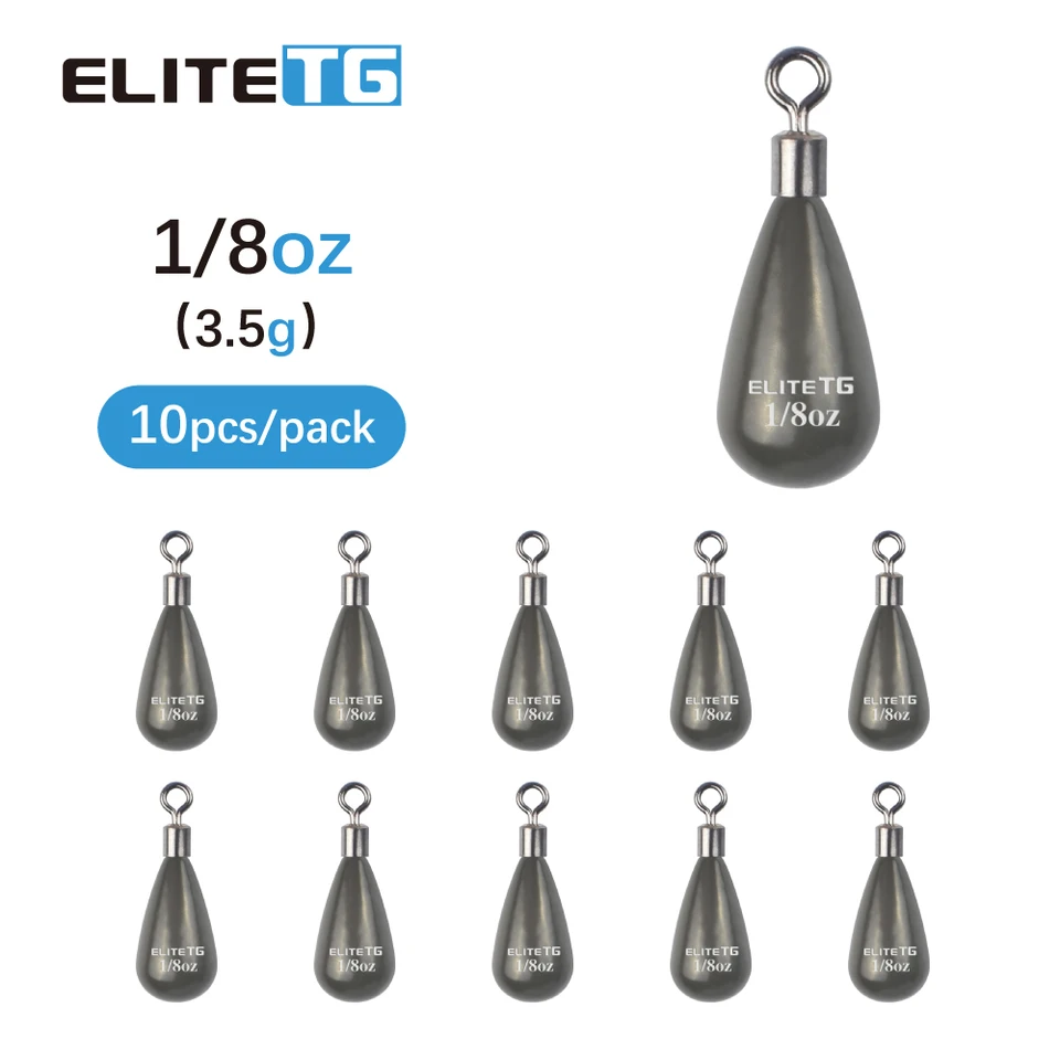 Elite TG 10ks volfrámový slzný kvapkaný výpadky Hmotnosti bez olova 1,3G-21G losos basový rybársky príslušenstvo Texas/Carolina Rig Connector