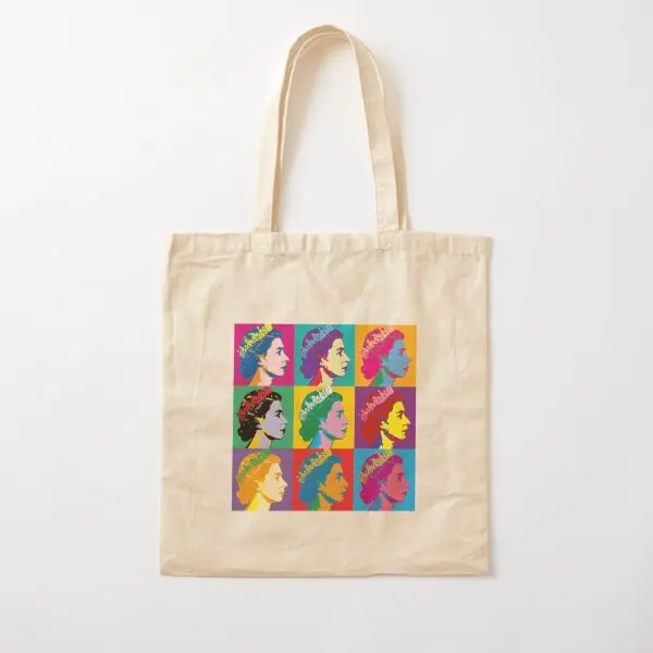 Elizabeth II x Long Live The Queen Cotto Canvas Bag Table Tlačené unisex dámy opakovane použiteľné skladacie potraviny dizajnér ležérne