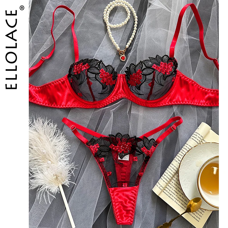 Ellolace Fancy Lingerie Kvetinová čipka podprsenka sada bilizna luxus dobre vyzerajúci spodná bielizeň sexy erotická rozprávková jemná čipka Exotické súpravy