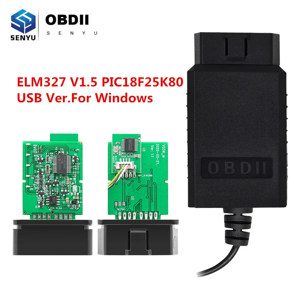 ELM327 USB V1.5 USB PIC18F25K80 ELM 327 V 1 5 Diagnostický nástroj pre PC Windows OBD2 USB Automatické nástroje OBD 2 Čítačka kódu skenera