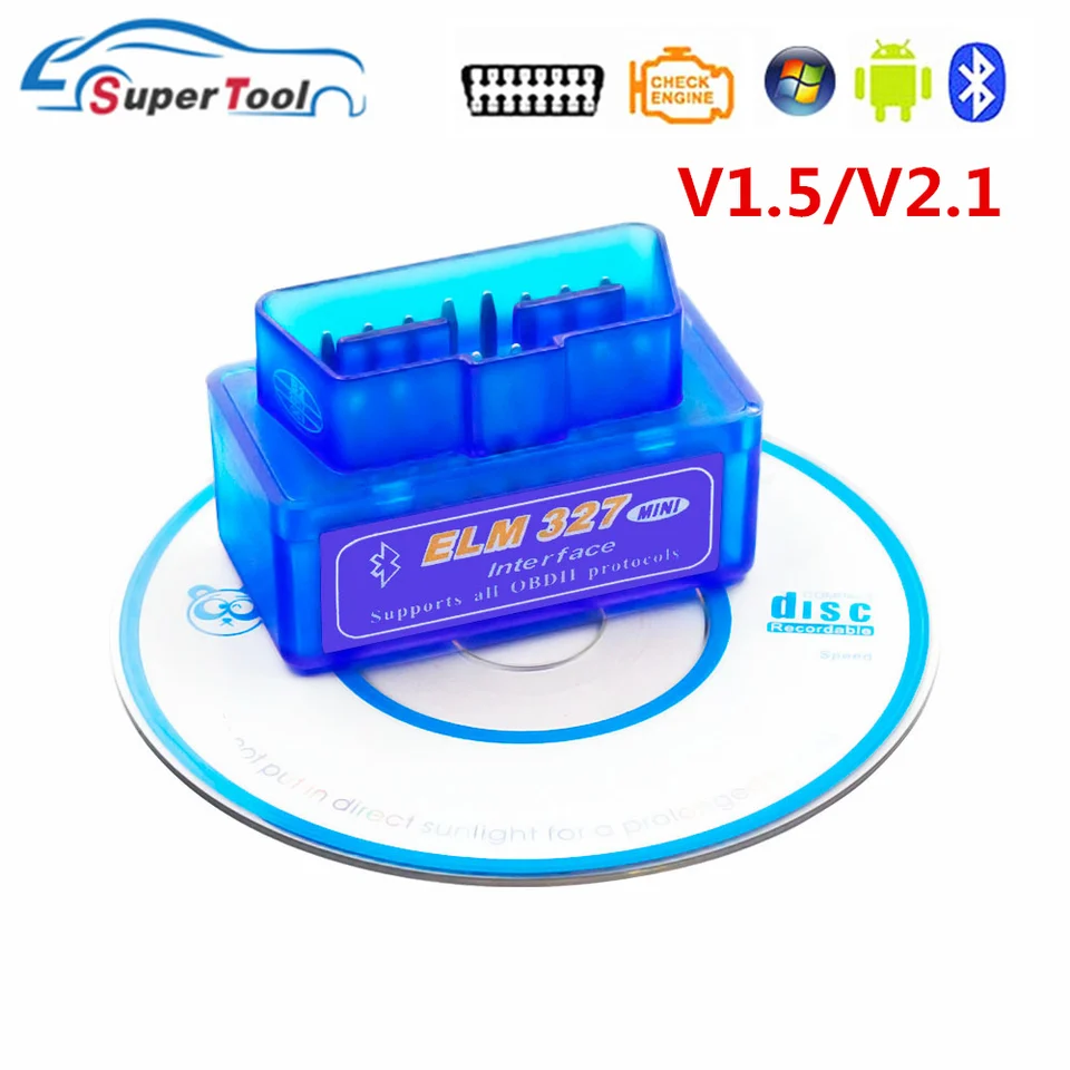 ELM327 V1.5 BT OBD2 SKENER COCE SCANER ELM 327 Bluetooth kompatibilný V1.5 V2.1 OBDII Automatické diagnostické kódové čítanie Android PC Android PC