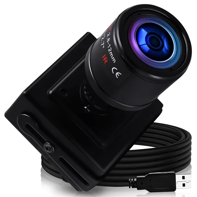 ELP Full HD 1080p USB fotoaparát 120fps vysoká snímka OV2710 bezplatný ovládač Webcam s varifokálnym objektívom 2,8-12 mm pre počítačový laptop