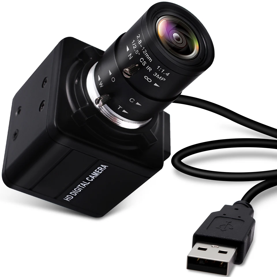 ELP Monochromatický globálny uzávierka USB Camera HD 120fps/VGA 210fps/240p 420fps/120p 640 fps Mini webová kamera s varifokálnou šošovkou CS