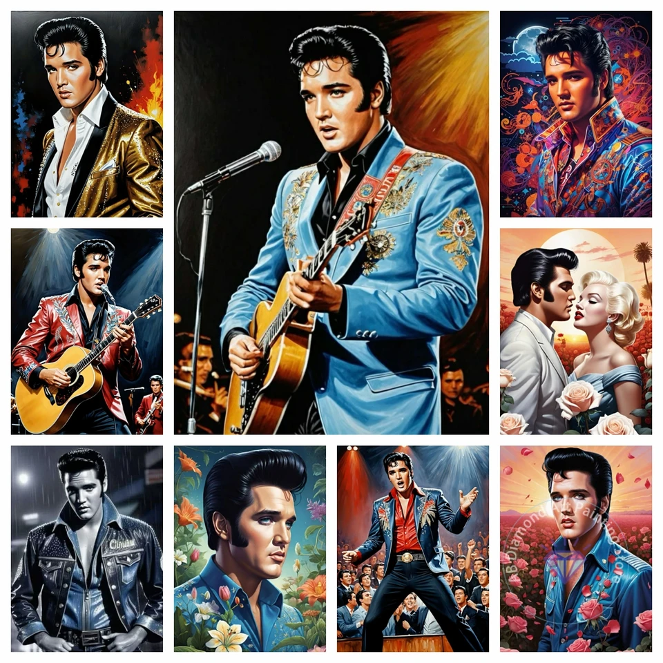 Elvis Presley King of Rock and Roll Diamond Painting Set 5D Diamond výšivok krížový steh ručne vyrábaný umelecký darček remeslá Domovod