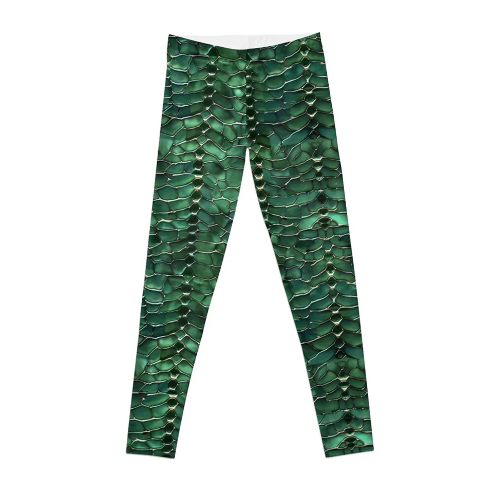 Emerald zelená textúra Reptile Scale Textúra detail legíny harémové nohavice tréningové šortky dámske legíny
