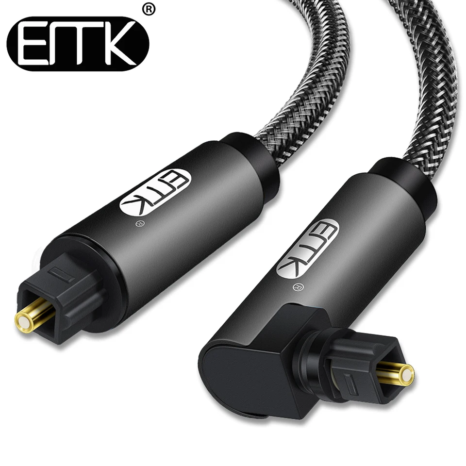 EMK 90 stupňov digitálny optický zvukový kábel 5.1 Kábel pravého uhla Toslink SPDIF pre Blu-ray prehrávač Xbox Soundbar Fiber Cable Cable