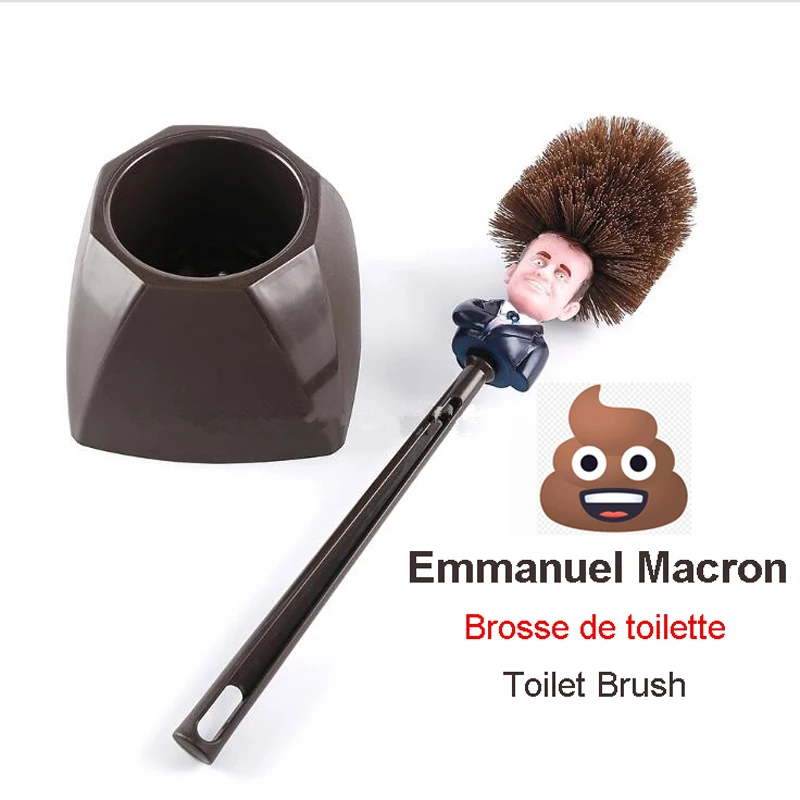 Emmanuel Macron Brosse WC Brosse de toalet francúzsky prezident Trump toaleta kefka vtipná