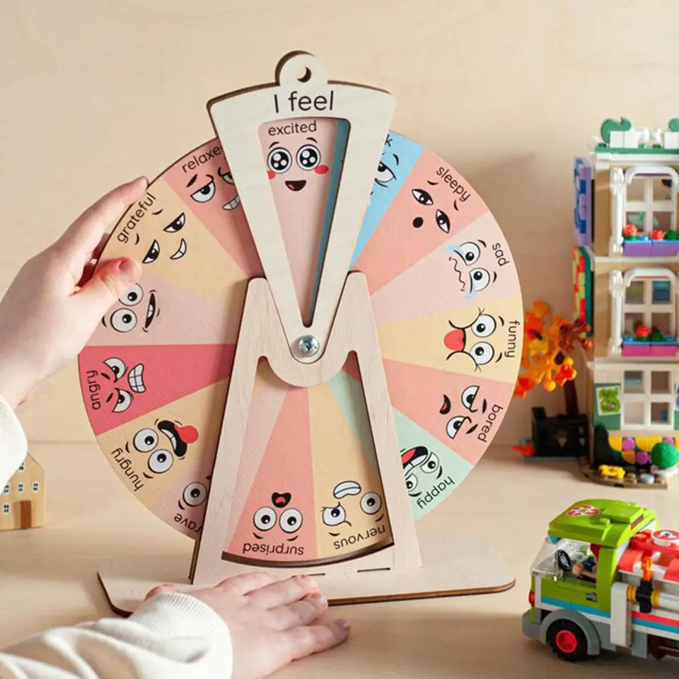 Emocionálne emocionálne regulácia emócií Spinner Deti Sociálne emocionálne učenie Drevené pocity koleso pocity koleso koleso