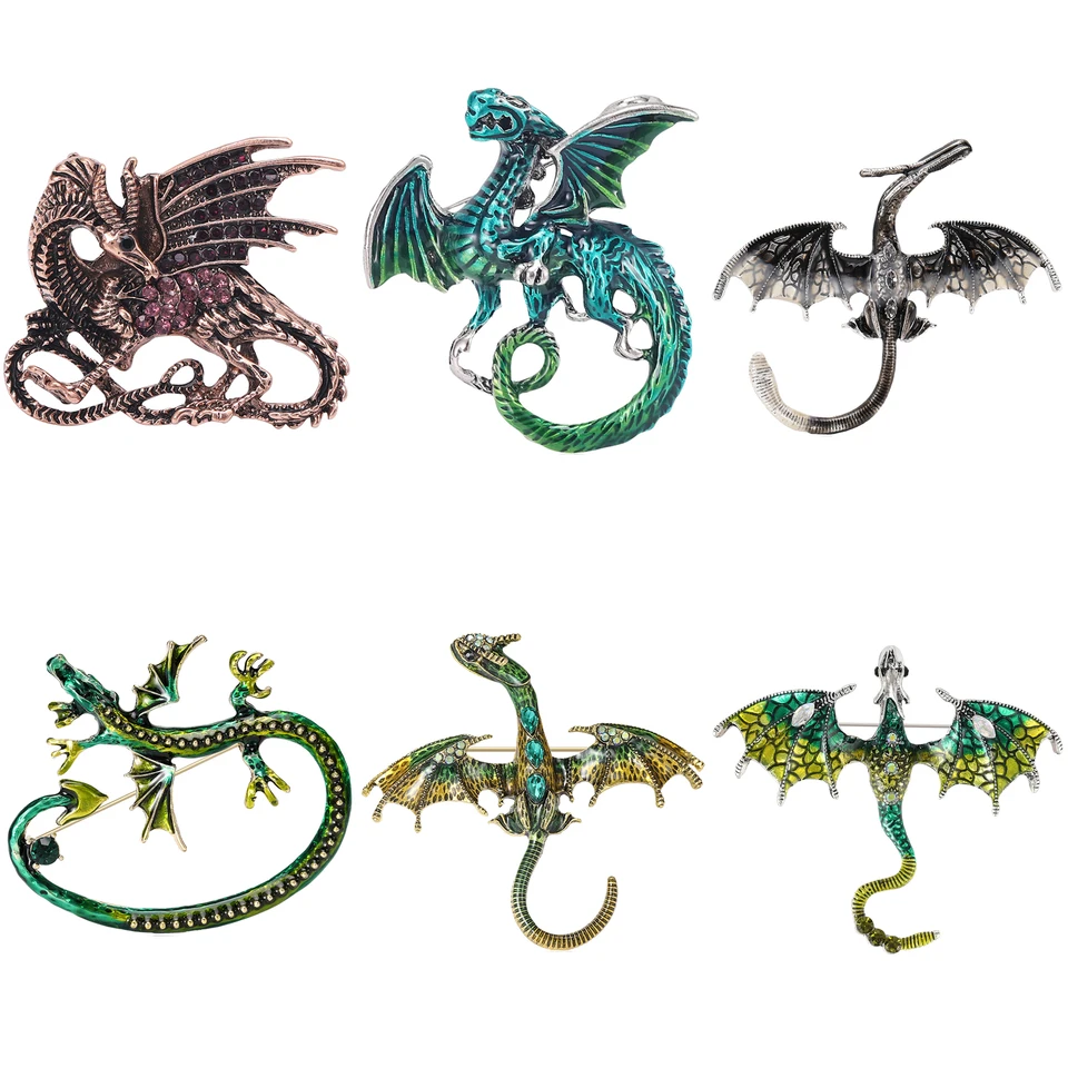 Enamel Dragon Brošes pre ženy unisex kamienok náhrdelník Flying Dragon Pins Banket Party Batoh Darčeky šperky doplnky