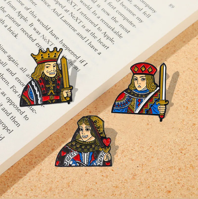 ENAMEL PIN Vlastný kvet rytier JQK BROOCH BAG BADGE DETICKÉ KARTOBY ŠPECKY PINS Darček pre priateľov Trump Kingdom Chibi
