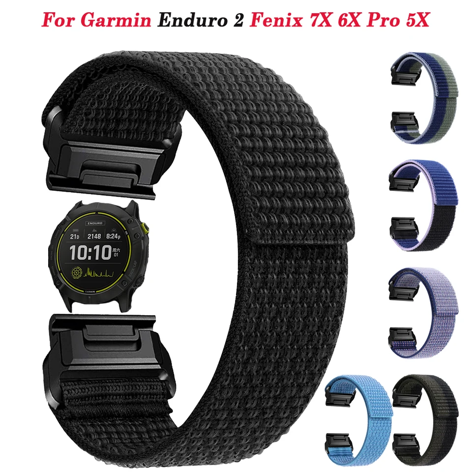 Enduro 2 Sport Nylon Band Strap pre Garmin Fenix ​​7x 5x Plus 6x Pro 3hr Delta D2 Smartwatch Náramok 26mm rýchlych easyfit náramok