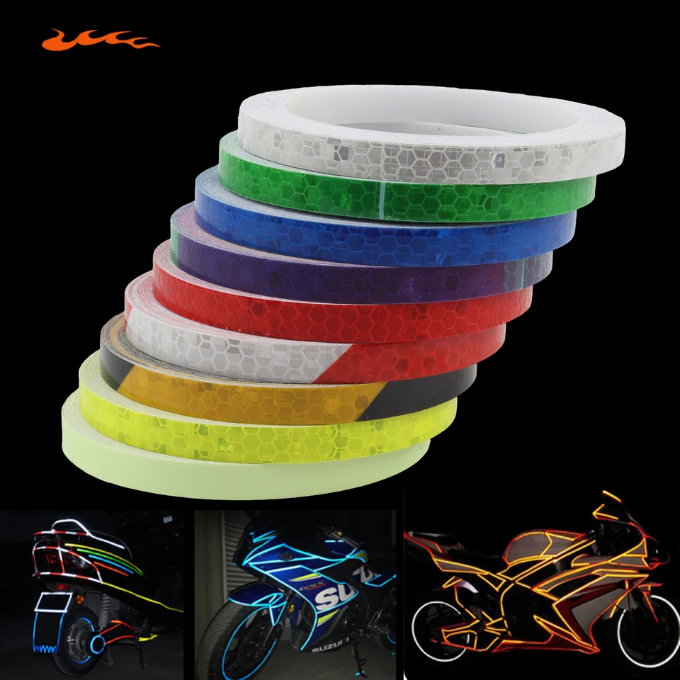 Enduro motocykel bicykel automobil reflexné prúžky reflexné páske Fluorescenčné príslušenstvo Scooter ATV Motorcroos diely 1cmx8m