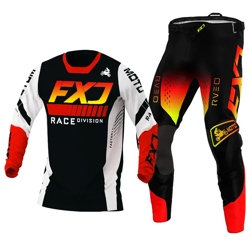 Enduro Suit Motocross Jersey Pantla súpravy Off-road Pink Yellow Blue MX MTB Cross Motorcycle Mens súpravy Dámska biela zelená červená čierna
