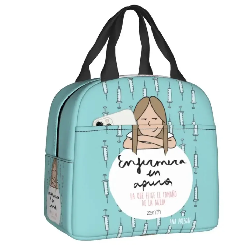 Enfermera en Apuros Nurse Lunch Box pre ženy chladnejšie tepelné jedlo izolované obedové tašky prenosné piknik tote tašky